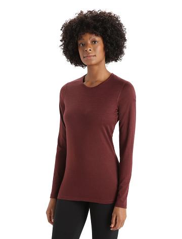 Espresso Icebreaker Merino 200 Oasis Long Sleeve Crewe Thermal Top Women's One Piece & Sets | AU 1765LISH